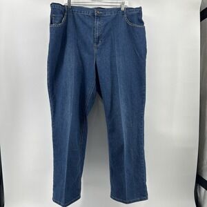 Catherine's Jeans Women's 22 Plus Blue Straight High Rise Denim Casual Boho